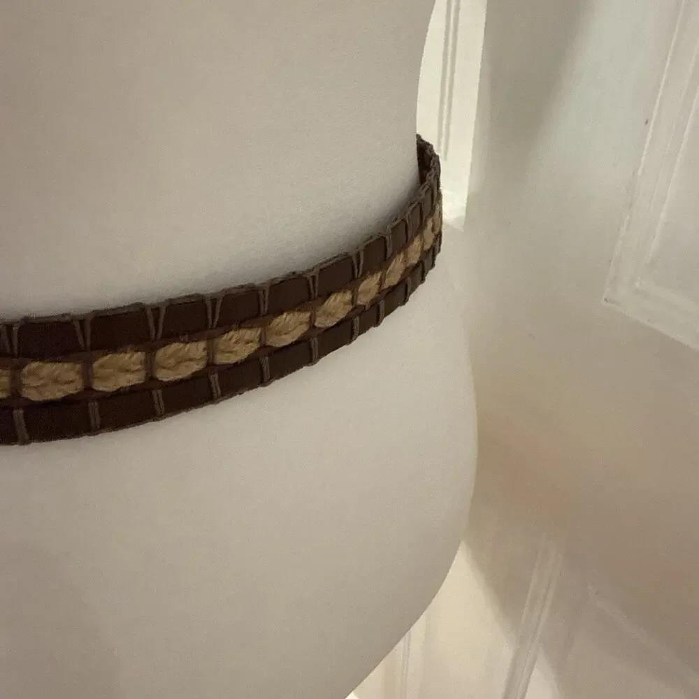 Talbots Women’s brown leather and straw woven belt Size M